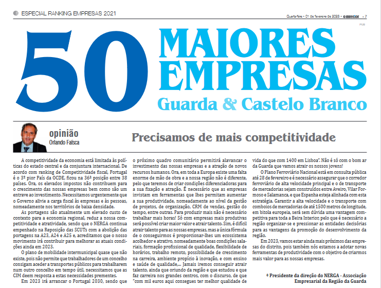 As 50 Maiores Empresas da Guarda & Castelo Branco